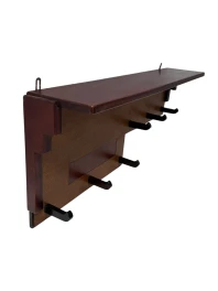 Art Deco Wall Coat Rack, Solid Oak & Padouk, Amsterdamse School Design, 1920s